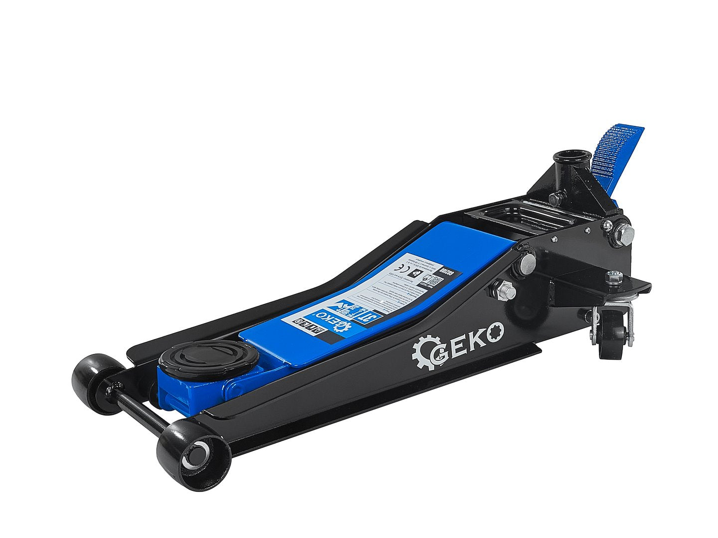 Cric hidraulic tip crocodil cu 2 pistoane si pedala de picior, 75-505mm, 3 T, Geko G02188