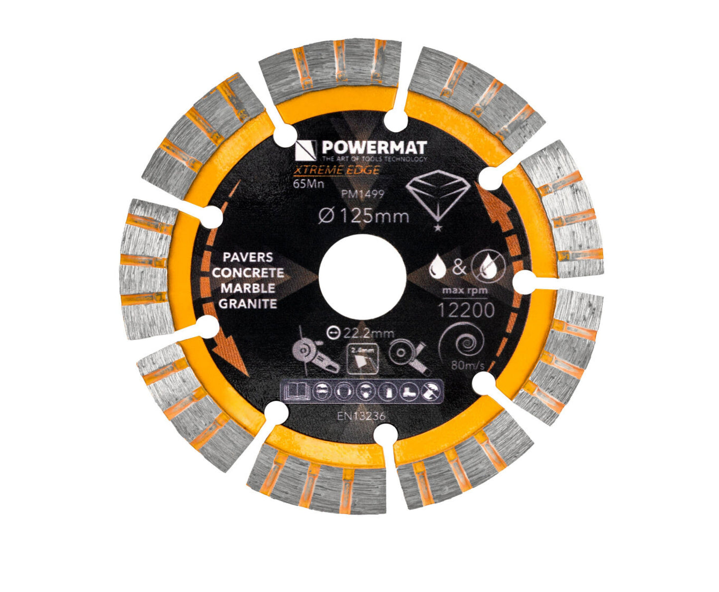 Disc diamantat segmentat PM-TDCS-1255T, 125 mm, Powermat PM1499