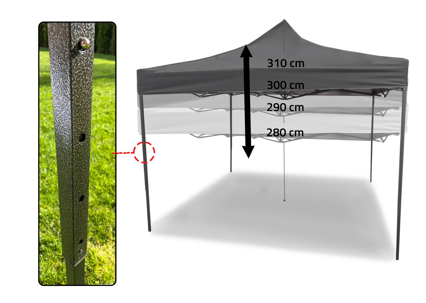Cort de gradina pavilion3 x 3 x 3.1 m, gri, MalTec 112815