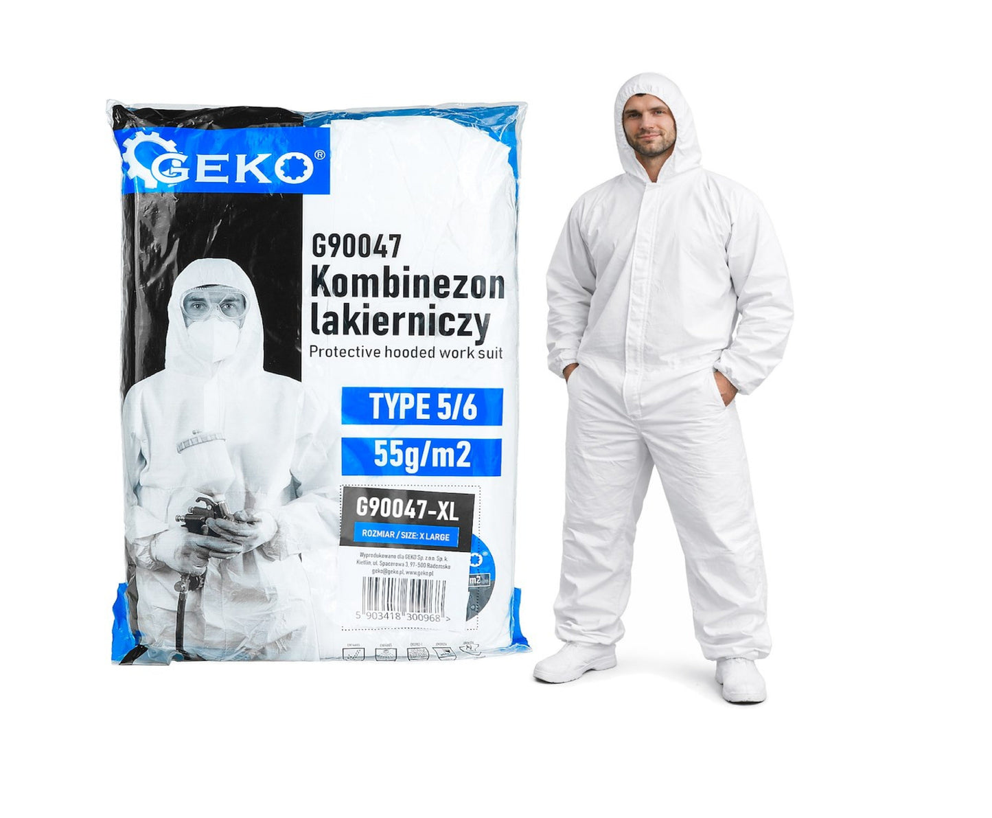 Combinezon de protectie pentru vopsit, 55g/m2 tip 5/6, marimea XL, Geko G90047-XL