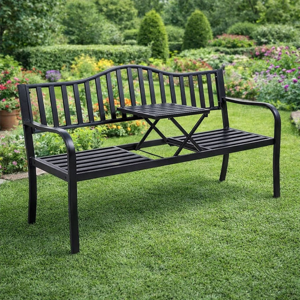 Banca de gradina metalica cu masuta de cafea, 150 cm, Lean 29324