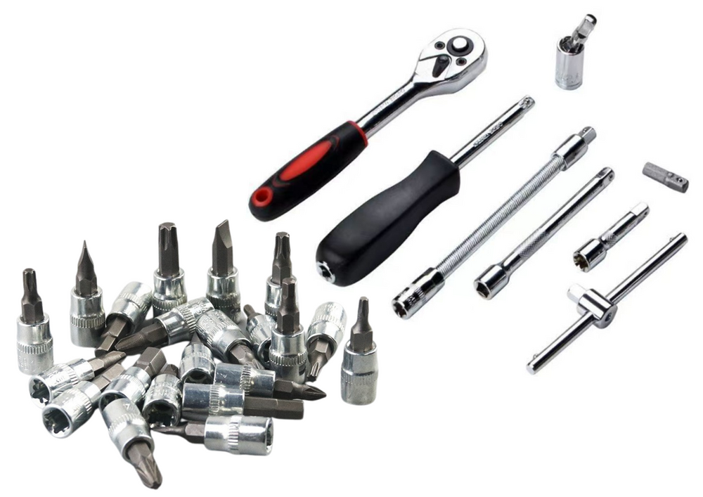 Set chei tubulare, cheie cu clichet, 46 bucati, Lean 20813