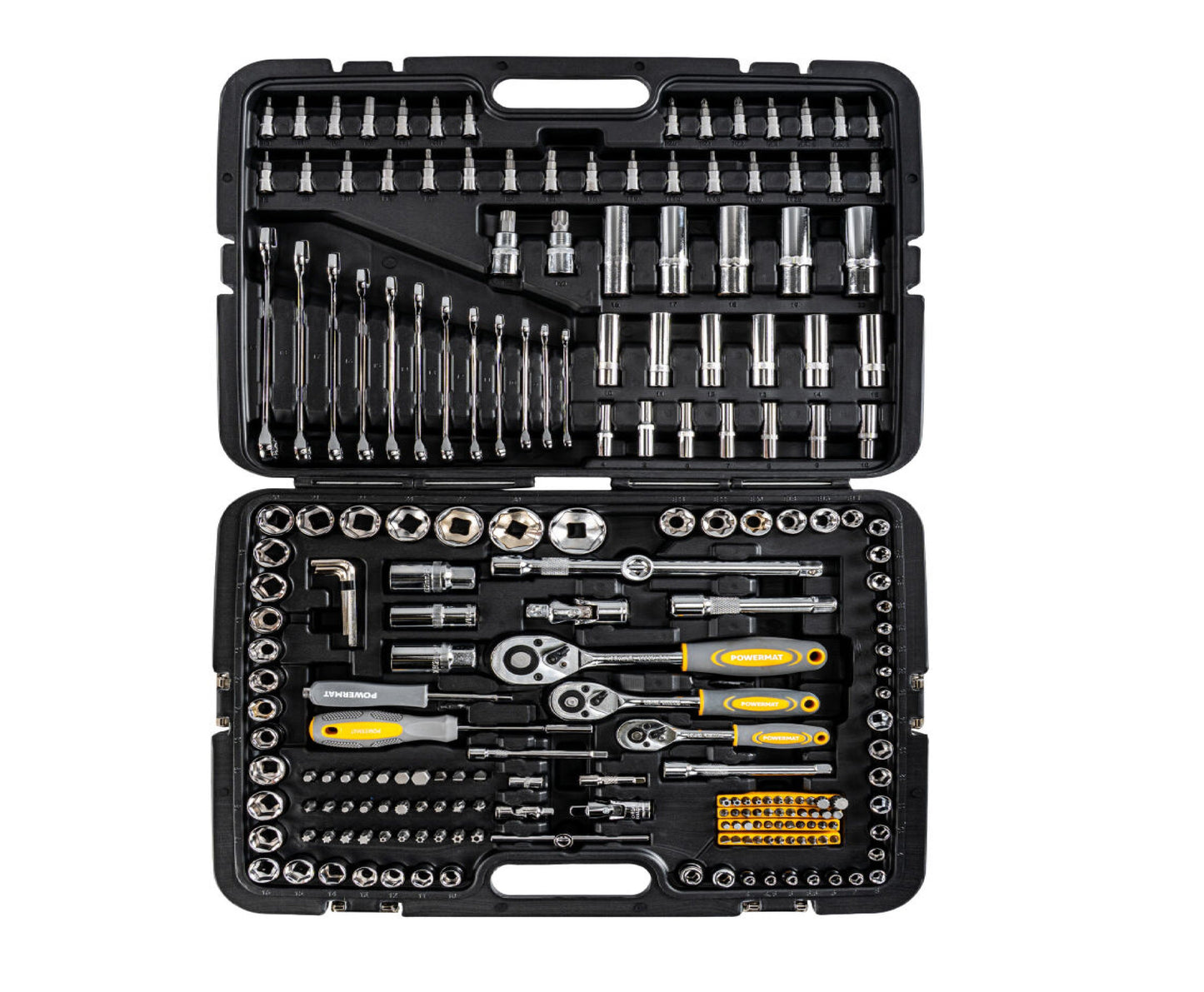 Trusa chei si biti PM-ZKNB-216SU-PRO, 1/2" | 1/4" | 3/8", 216 bucati, Powermat PM1613