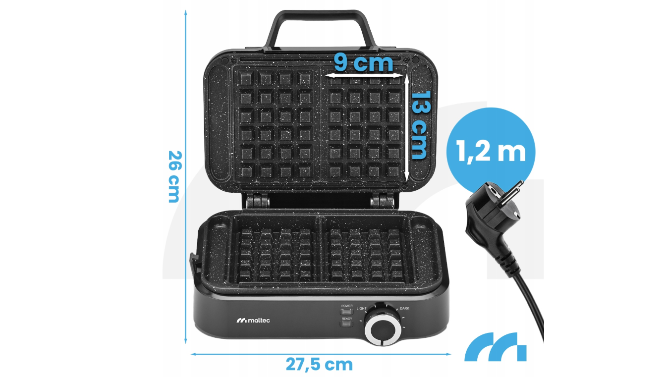 Aparat pentru gofre cu temperatura reglabila, 2000 W, MalTec 114778