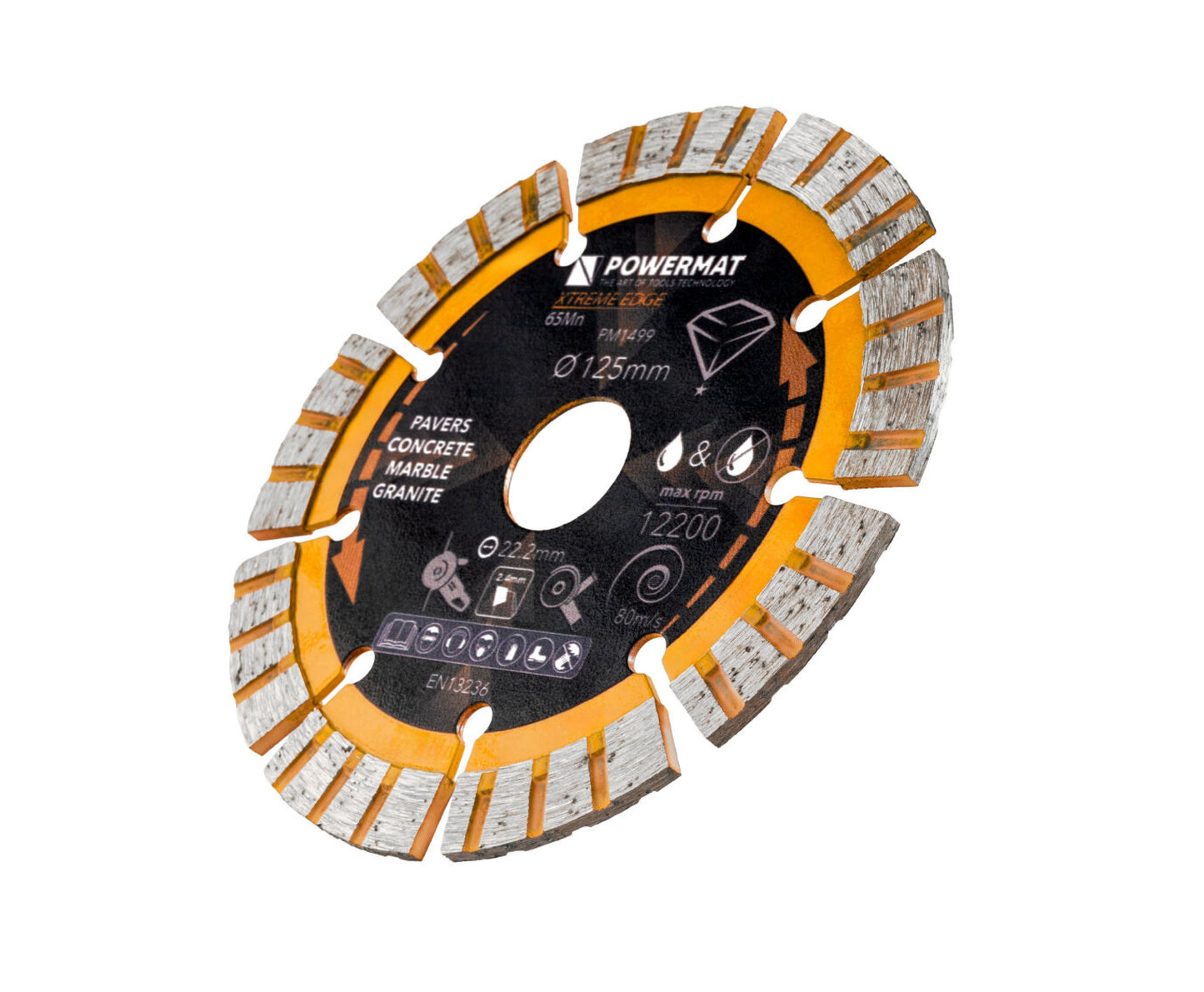 Disc diamantat segmentat PM-TDCS-1255T, 125 mm, Powermat PM1499