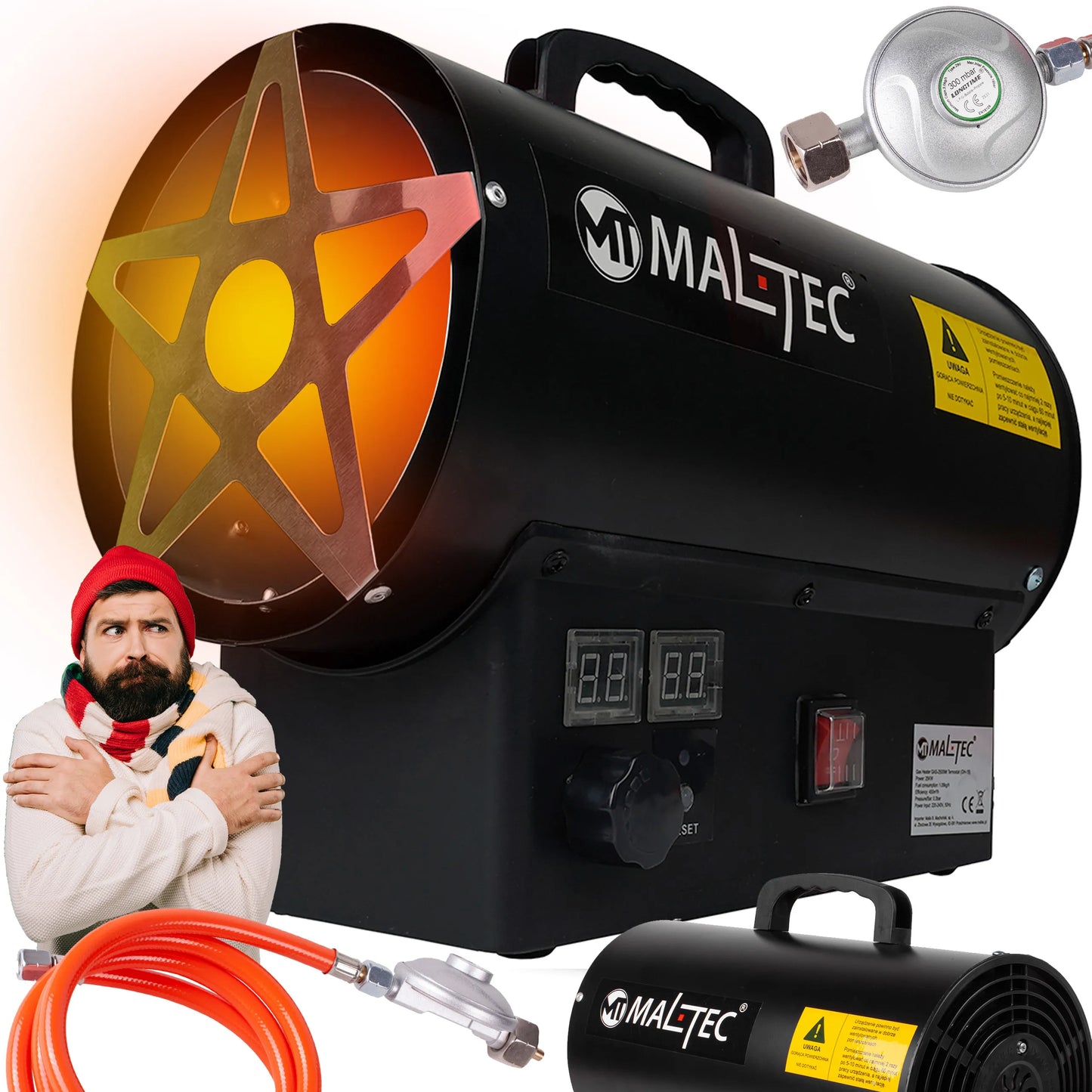 Tun de caldura pe gaz cu ventilator si termostat GAS-2500Mt, 25 kW, MalTec 113479