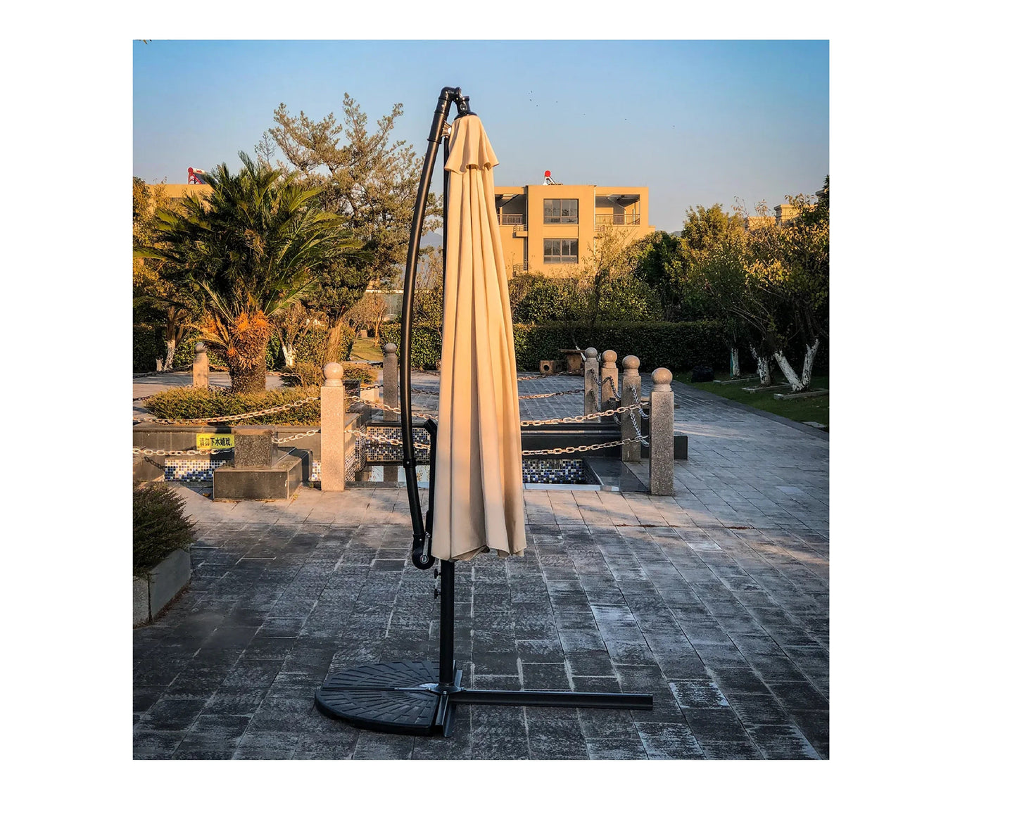 Umbrela de gradina pliabila cu husa Sunwaal, 350 cm, bej, MalTec 112650