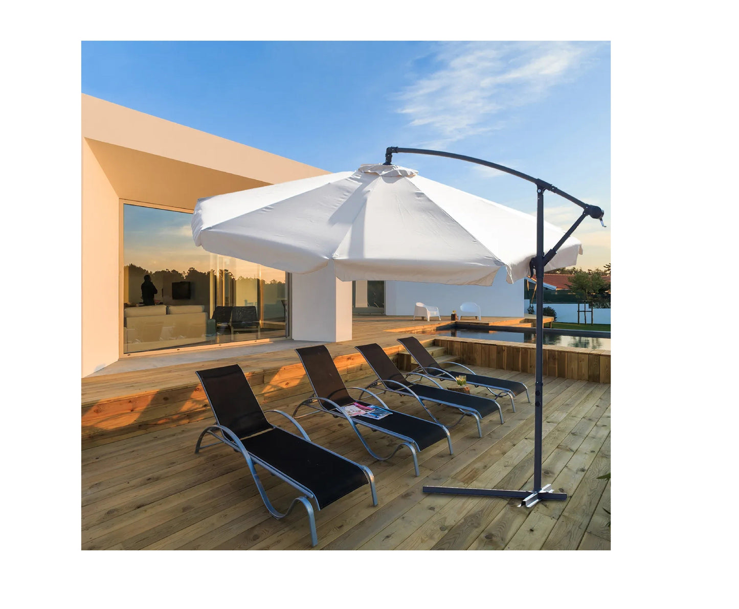 Umbrela de gradina pliabila cu husa Sunwaal, 350 cm, bej, MalTec 112650