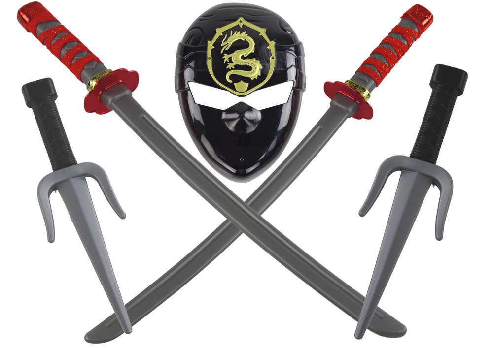 Set razboinic Ninja cu 2 sabii si 2 pumnale pentru copii, Lean 17870