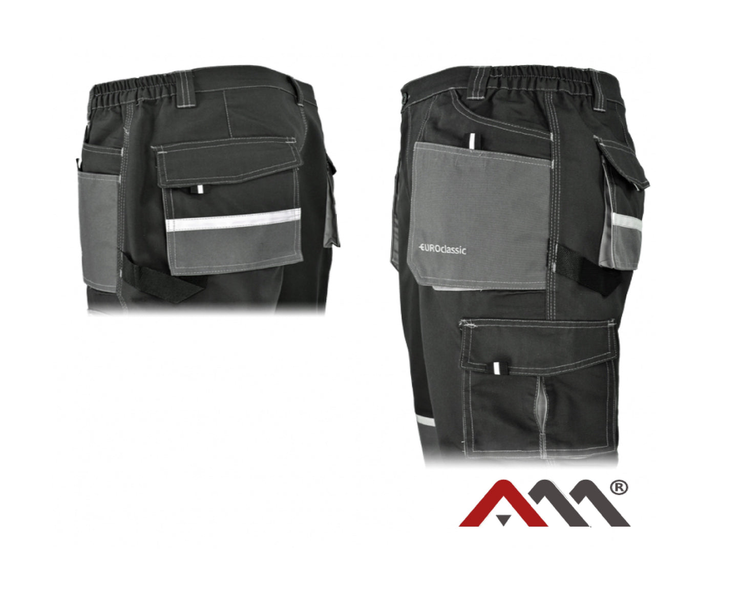 Pantaloni de lucru Euroclassic cu elemente reflectorizante, gri, marimea 54, Artmas ART794401
