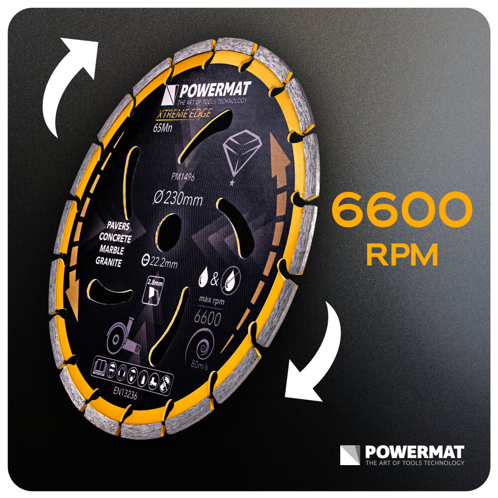Disc diamantat segmentat PM-TDCS-2302T, 230 mm, Powermat PM1496