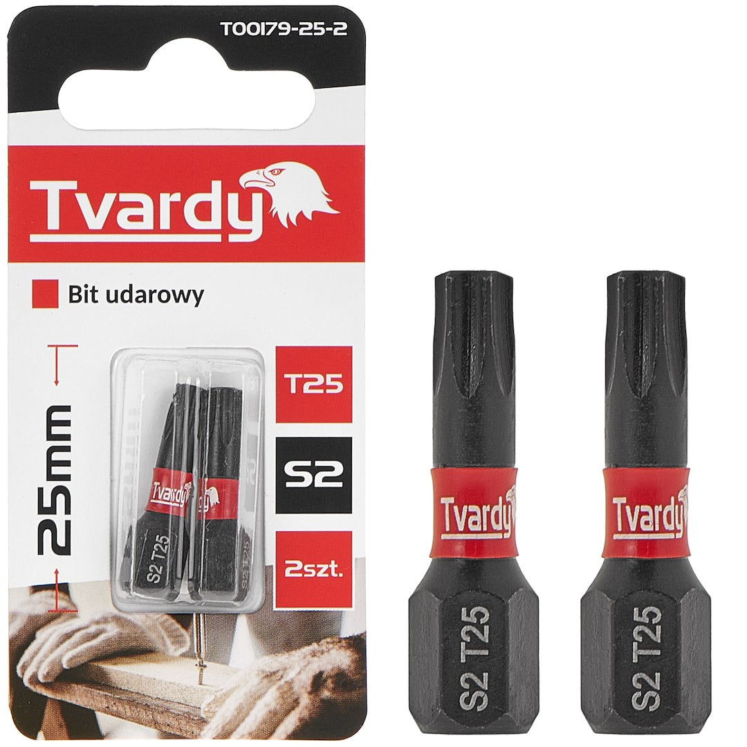Set biti de impact T25, 25 mm S2, 2 bucati, Tvardy T00179-25-2