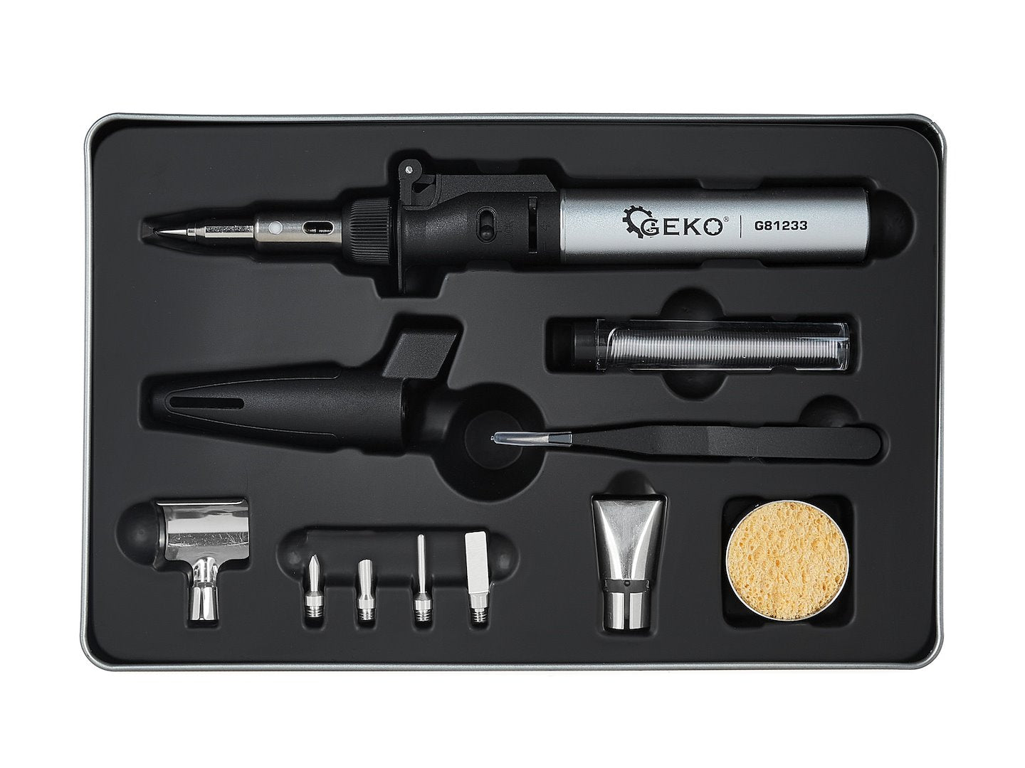 Set pistol de lipit cu gaz si accesorii, Geko G81233