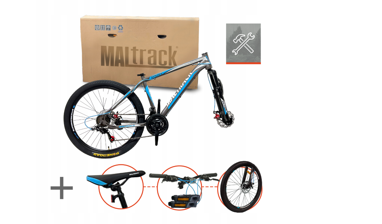 Bicicleta MTB26 Grey / Blue, 21 viteze, cadru 18", roti 26", MalTrack 110982