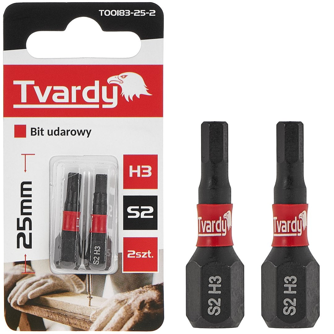 Set biti H3, 25 mm S2, 2 bucati, Tvardy T00183-25-2