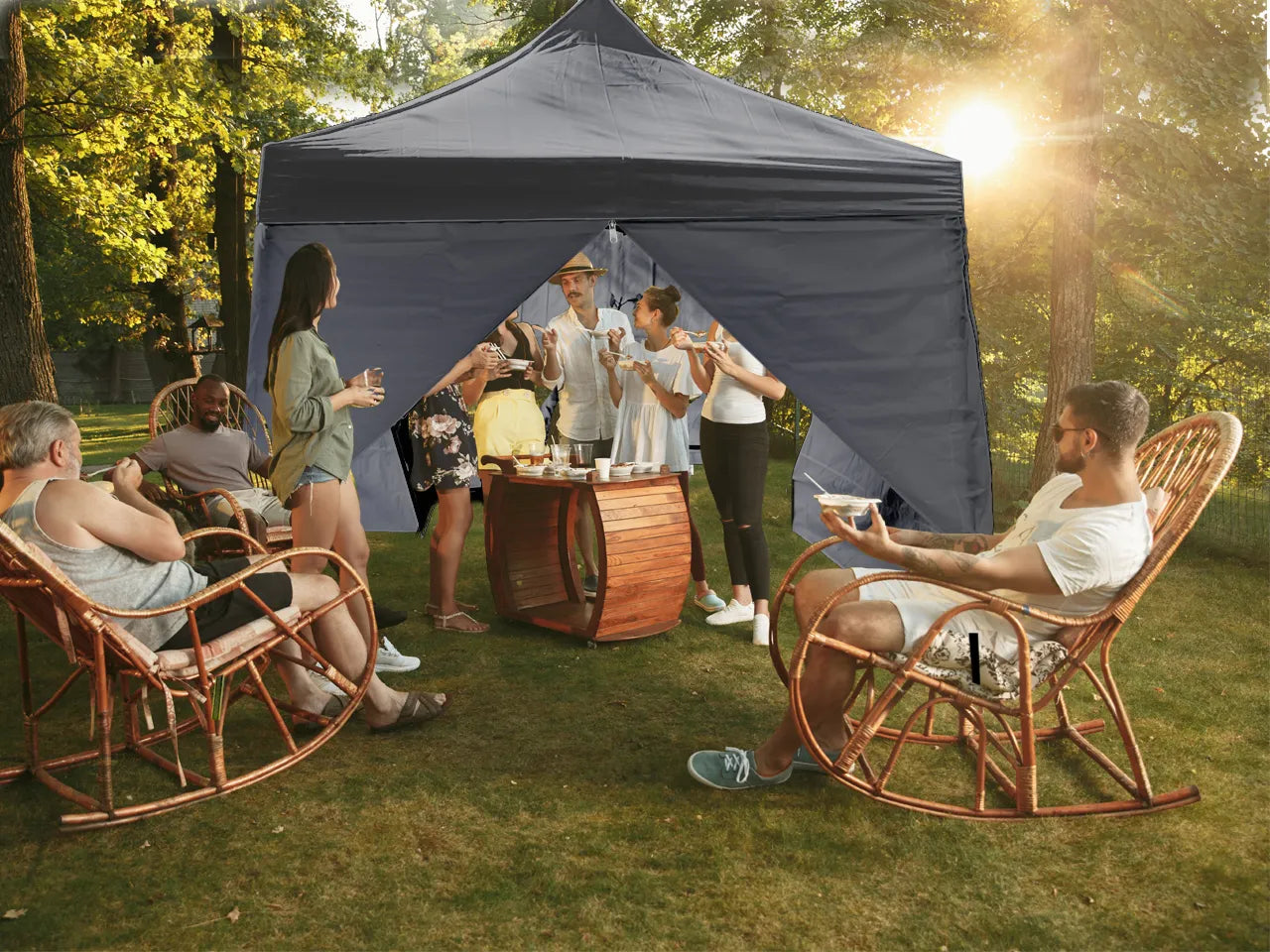 Cort de gradina pavilion3 x 3 x 3.1 m, gri, MalTec 112815