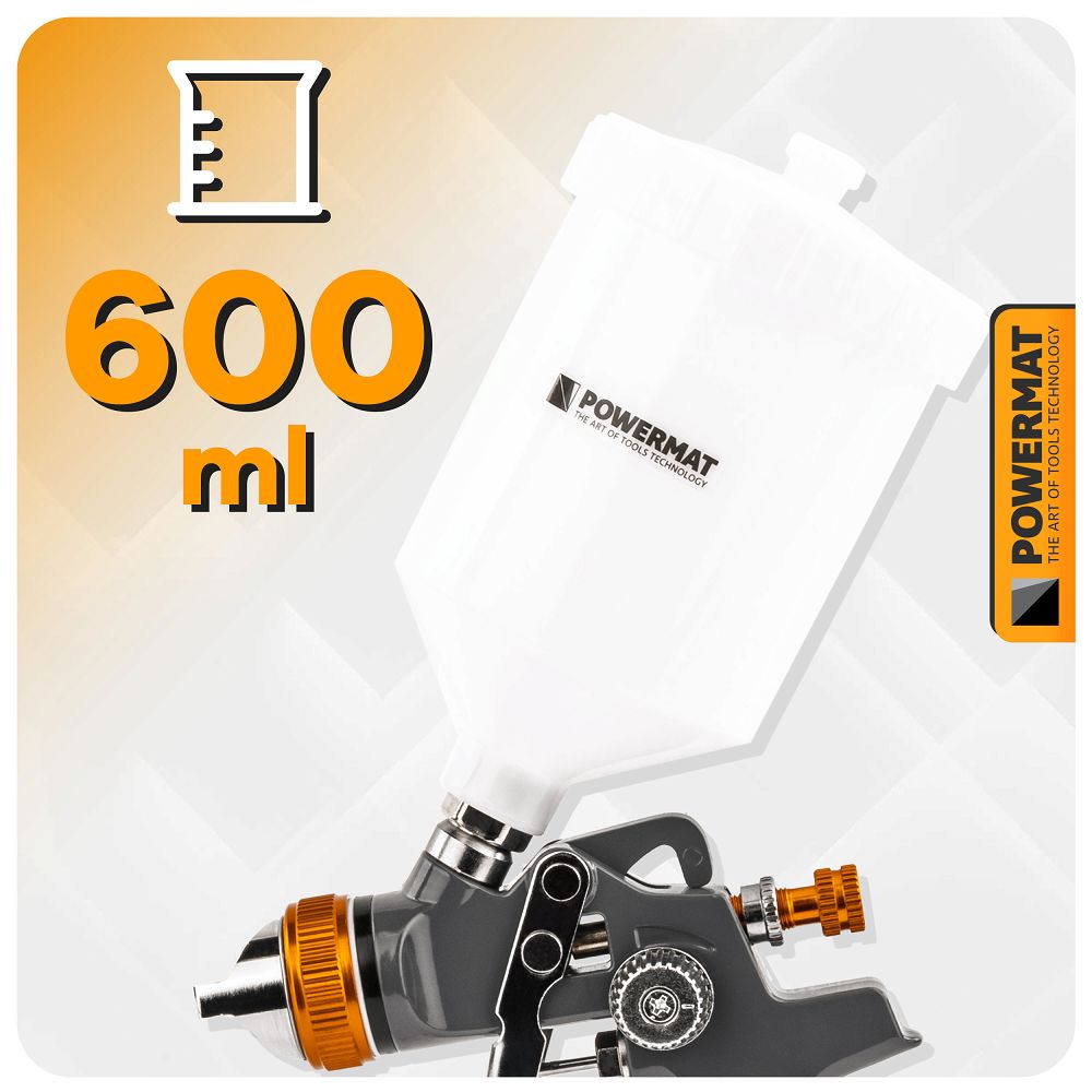 Pistol de vopsit HVLP PM-PDM-170T, 600 ml, 1.4 mm, Powermat PM1426