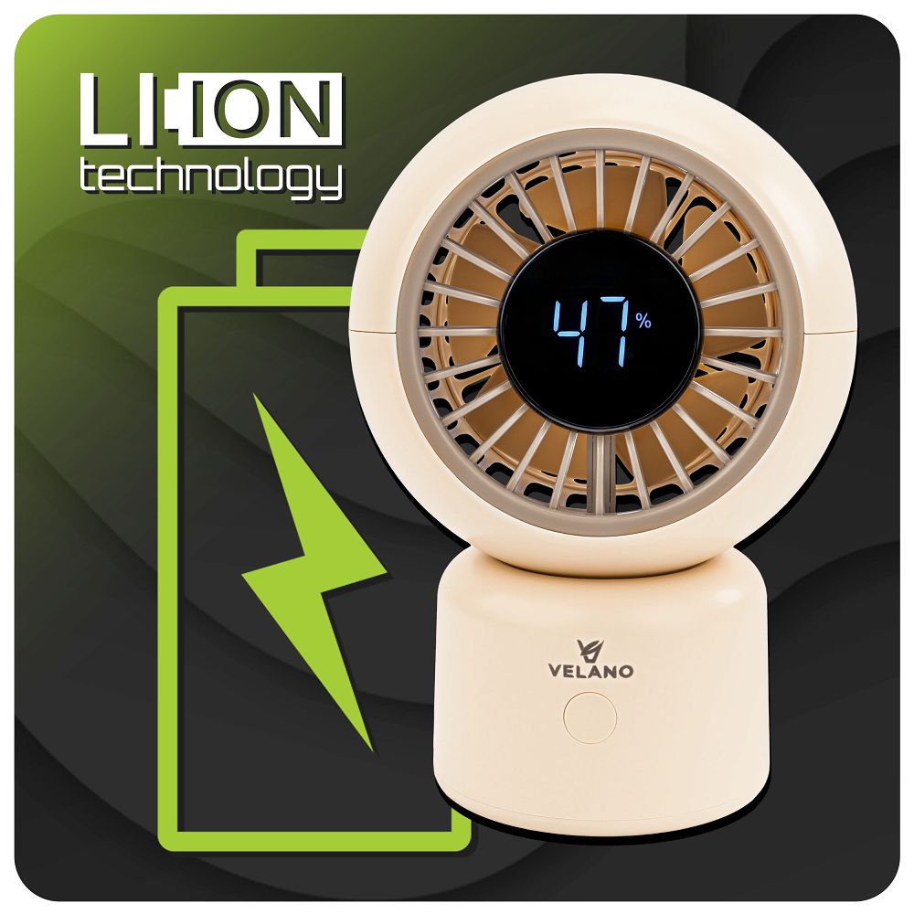 Mini ventilator de birou Velano, capacitate baterie 3600 mAh, Powermat VELWEBS0010