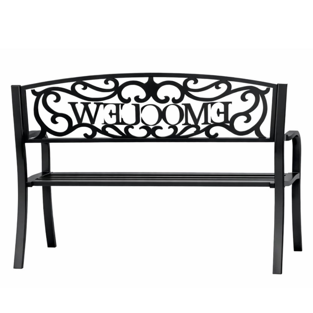 Banca pentru terasa cu spatar metalic Welcome, negru, 127 cm, Lean 29322