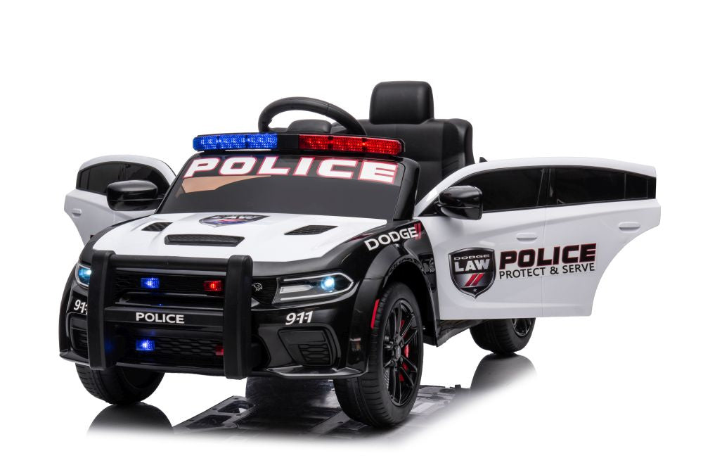 Masina de politie Dodge Charger, alb / negru, 107.5 x 56.5 x 33 cm, Lean 20011