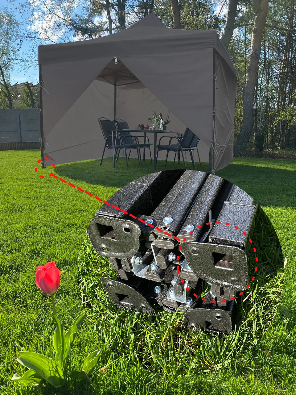 Cort de gradina pavilion3 x 3 x 3.1 m, gri, MalTec 112815