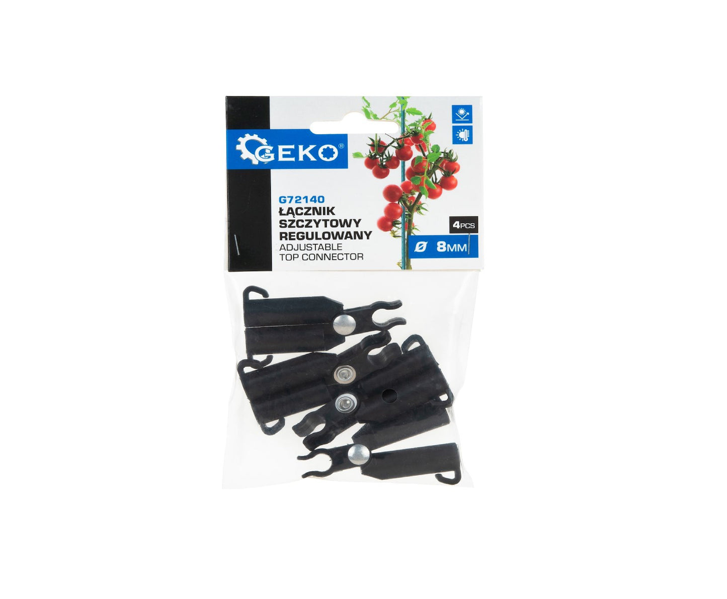 Set conectori superiori reglabili pentru araci, 8 mm, 4 bucati, Geko G72140