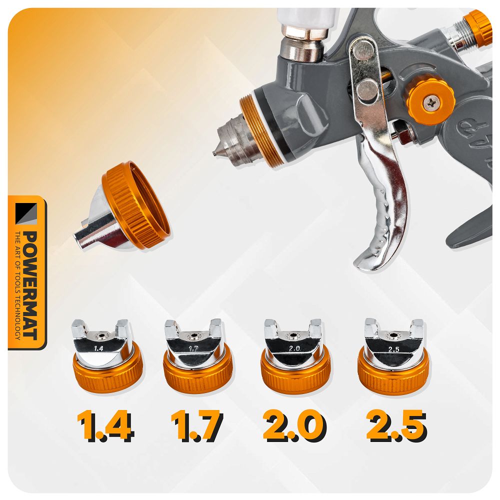 Pistol de vopsit HVLP PM-PDM-170TZ, 600 ml, 170 l / min, Powermat PM1425