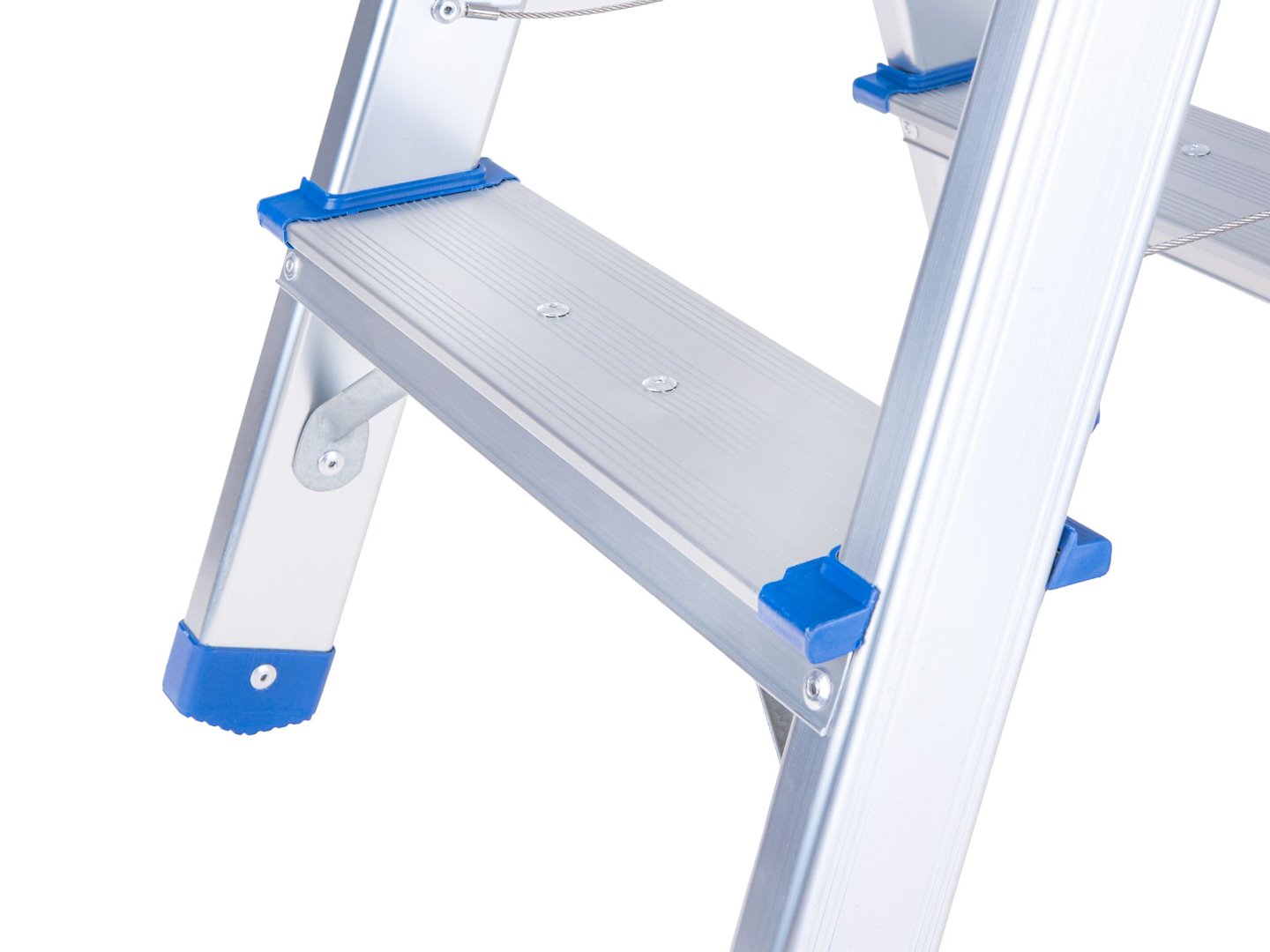 Scara dubla din aluminiu cu 4 trepte, inaltime de lucru 2.41 m, capacitate maxima 150 kg, Geko G02434