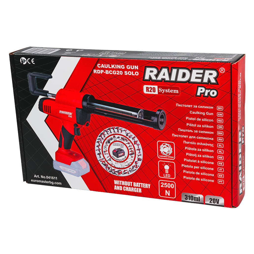 Pistol pentru silicon RDP-BCG20 Solo (fara acumulator si incarcator) R20 310 ml LED, viteza variabila, Raider 041611
