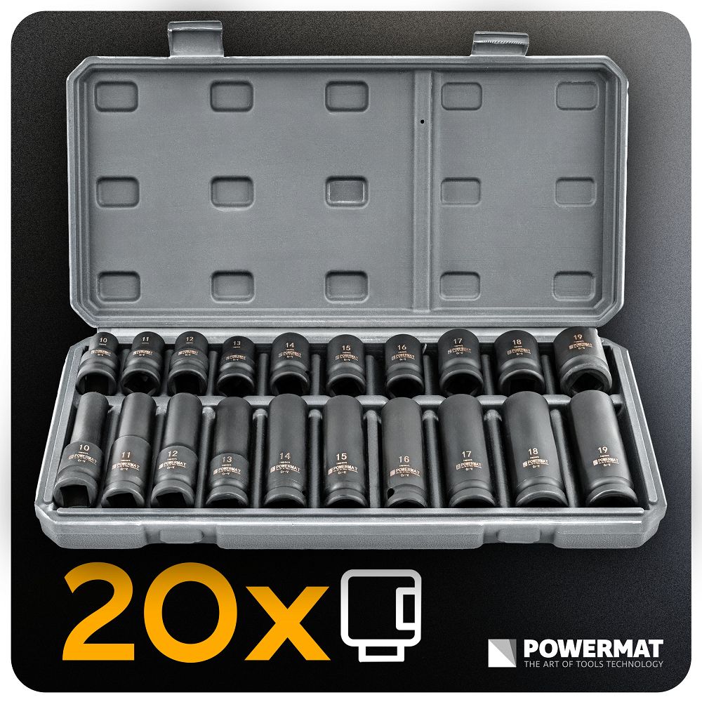 Set chei tubulare de impact PM-ZNU-1019T, 20 bucati, Powermat PM1385
