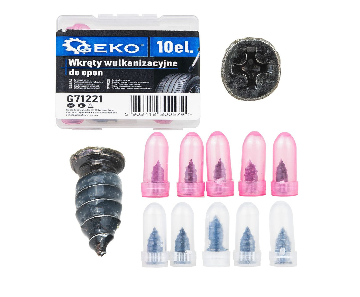 Set suruburi pentru repararea anvelopelor, 10 bucati, Geko G71221