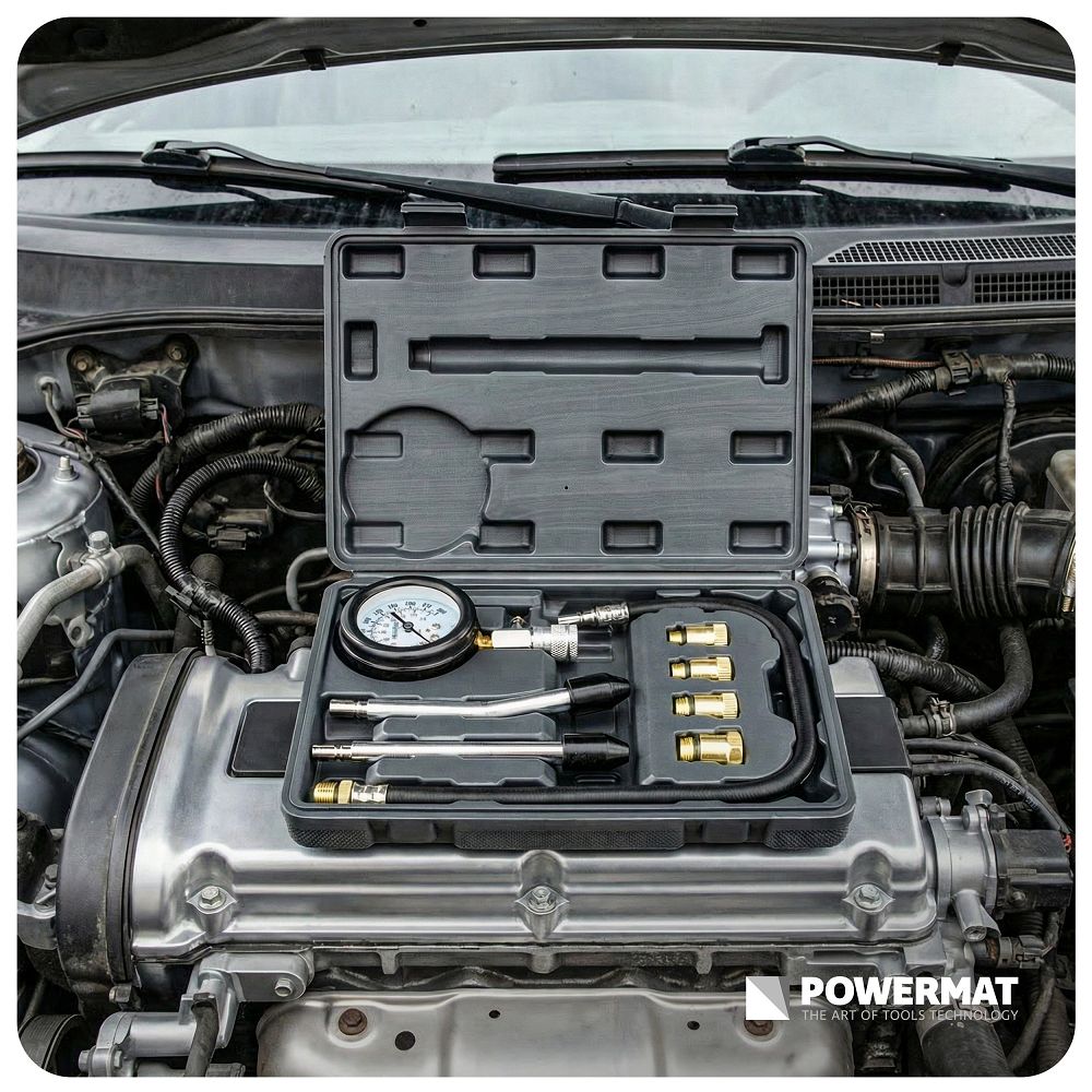 Tester compresie motoare benzina PM-MCSB-8T, 8 bucati, Powermat PM1522