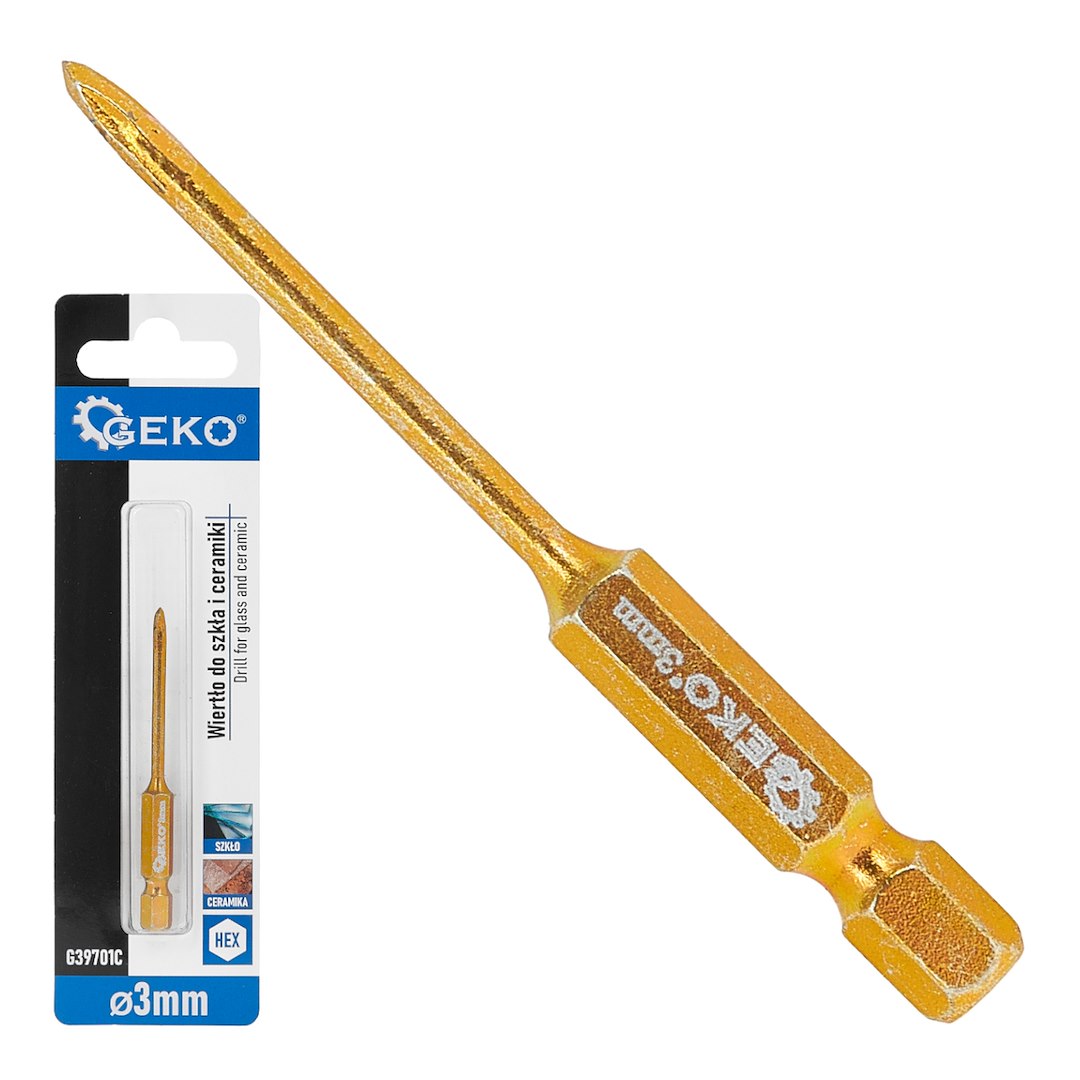 Burghiu pentru sticla si ceramica HEX, 3 mm, Geko G39701C