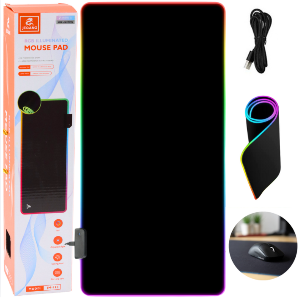 Pad pentru tastatura si mouse LED, 40 x 90 cm, Lean 20746