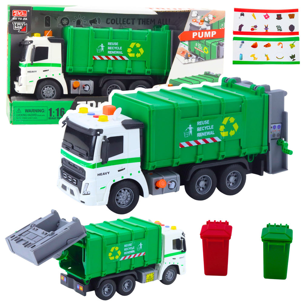 Camion de gunoi, efecte sonore si luminoase, verde, Lean 27532