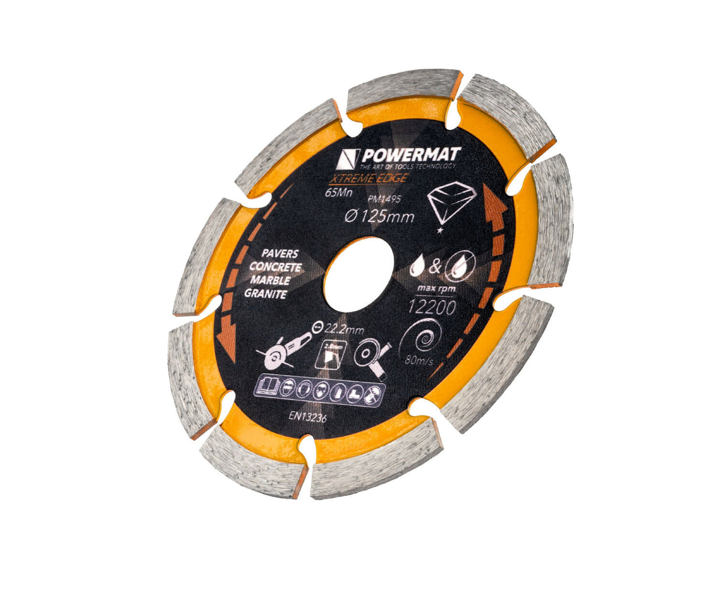 Disc diamantat segmentat PM-TDCS-1253T, 125 mm, Powermat PM1495