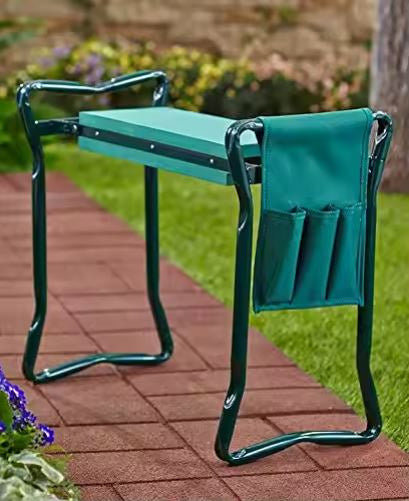 Scaun pliabil de gradina cu genunchiere si trusa de scule 3 in 1, Lean 26613