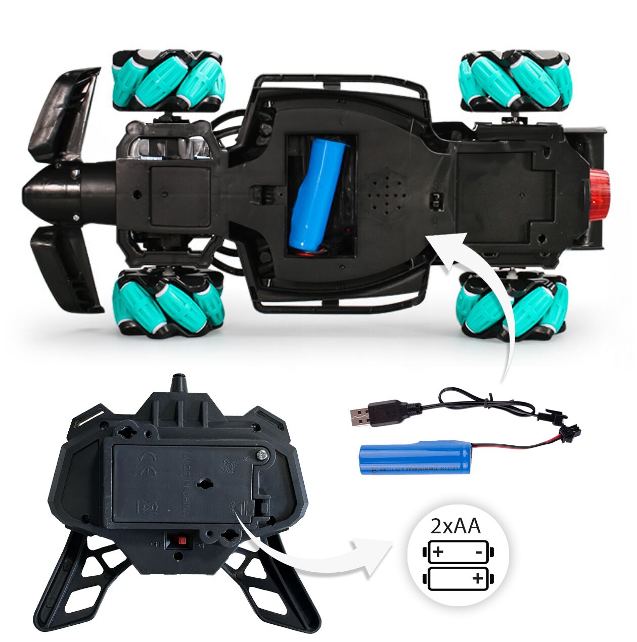 Masinuta pentru drifturi cu telecomanda si senzor, 36 cm x 15 cm x 10,5 cm, MalPlay 111570