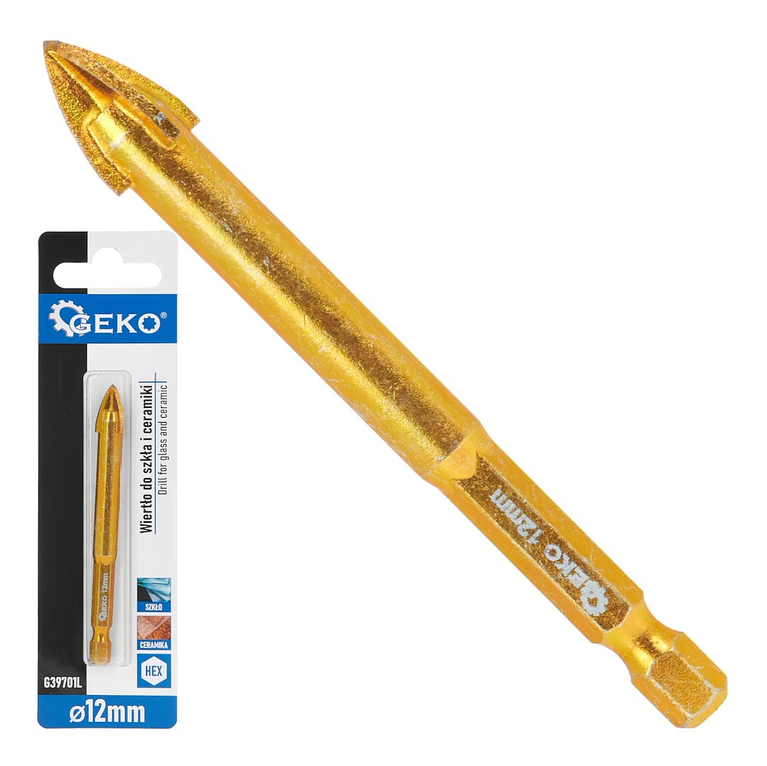 Burghiu pentru sticla si ceramica HEX, 12 mm, Geko G39701L
