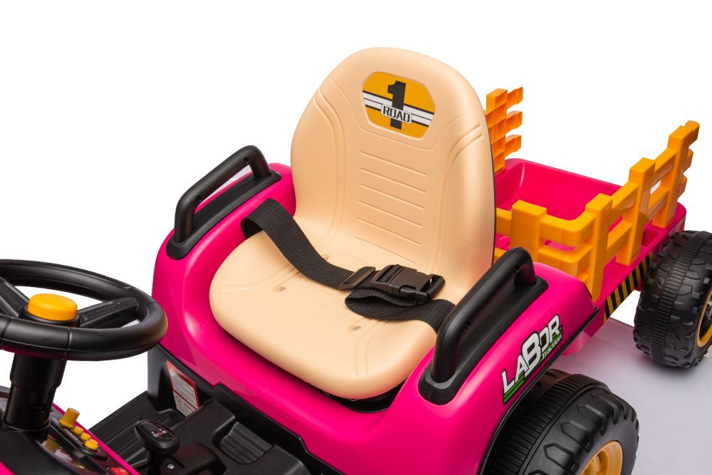 Tractoras electric cu baterie BBH-030, roz, Lean 19780