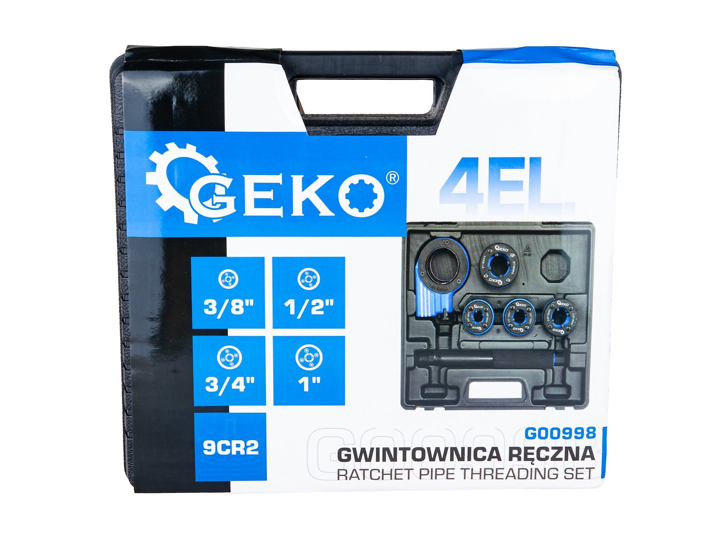 Set dispozitiv manual de infiletat tevi, 3/8"-1", 4 bucati, Geko G00998