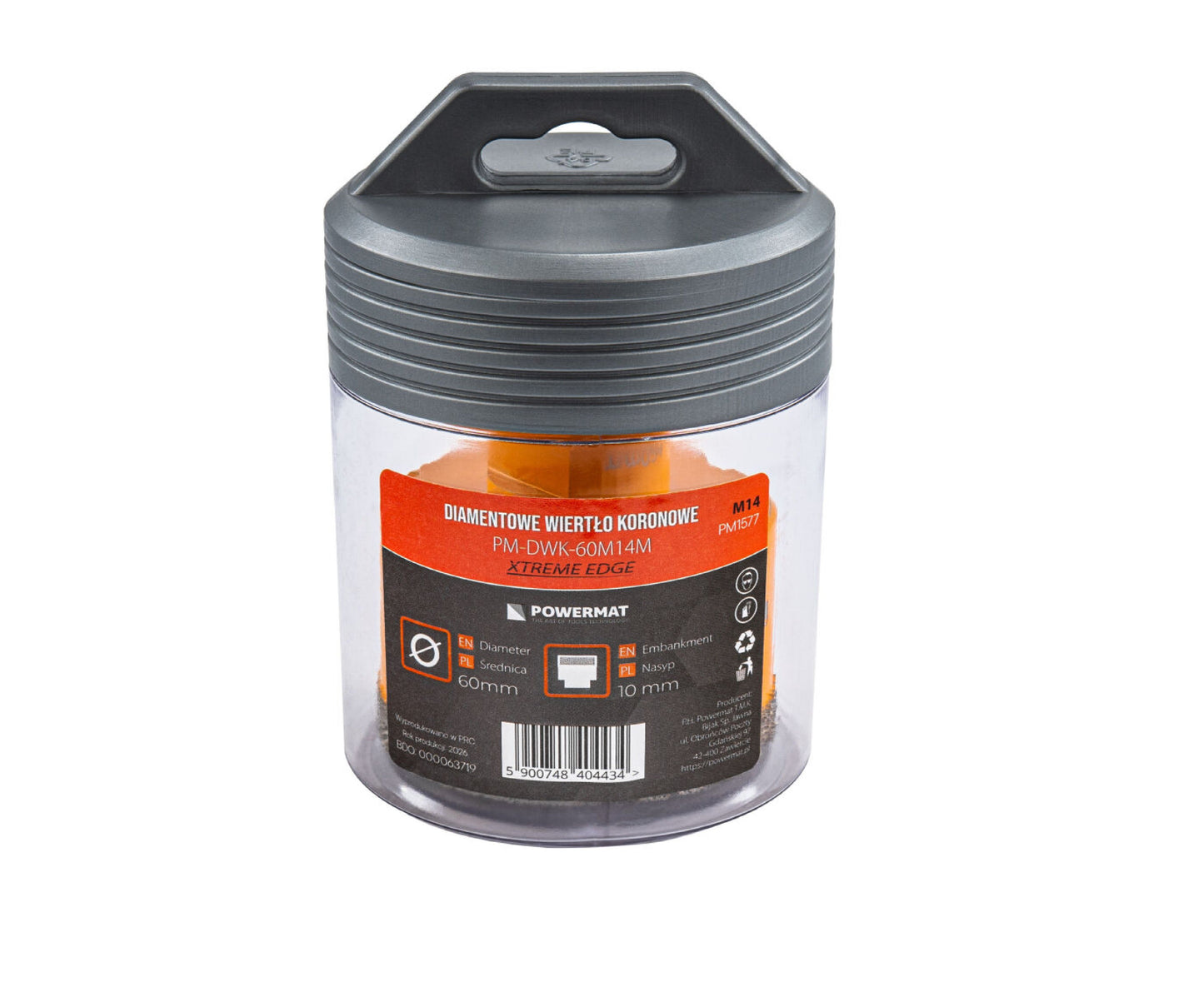 Carota diamantata pentru ceramica PM-DWK-60M14M, 60 mm, Powermat PM1577