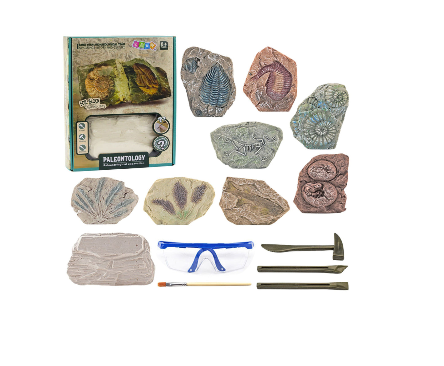 Set paleontologic pentru copii, 28 x 21 x 6 cm, multicolor, Lean 28724