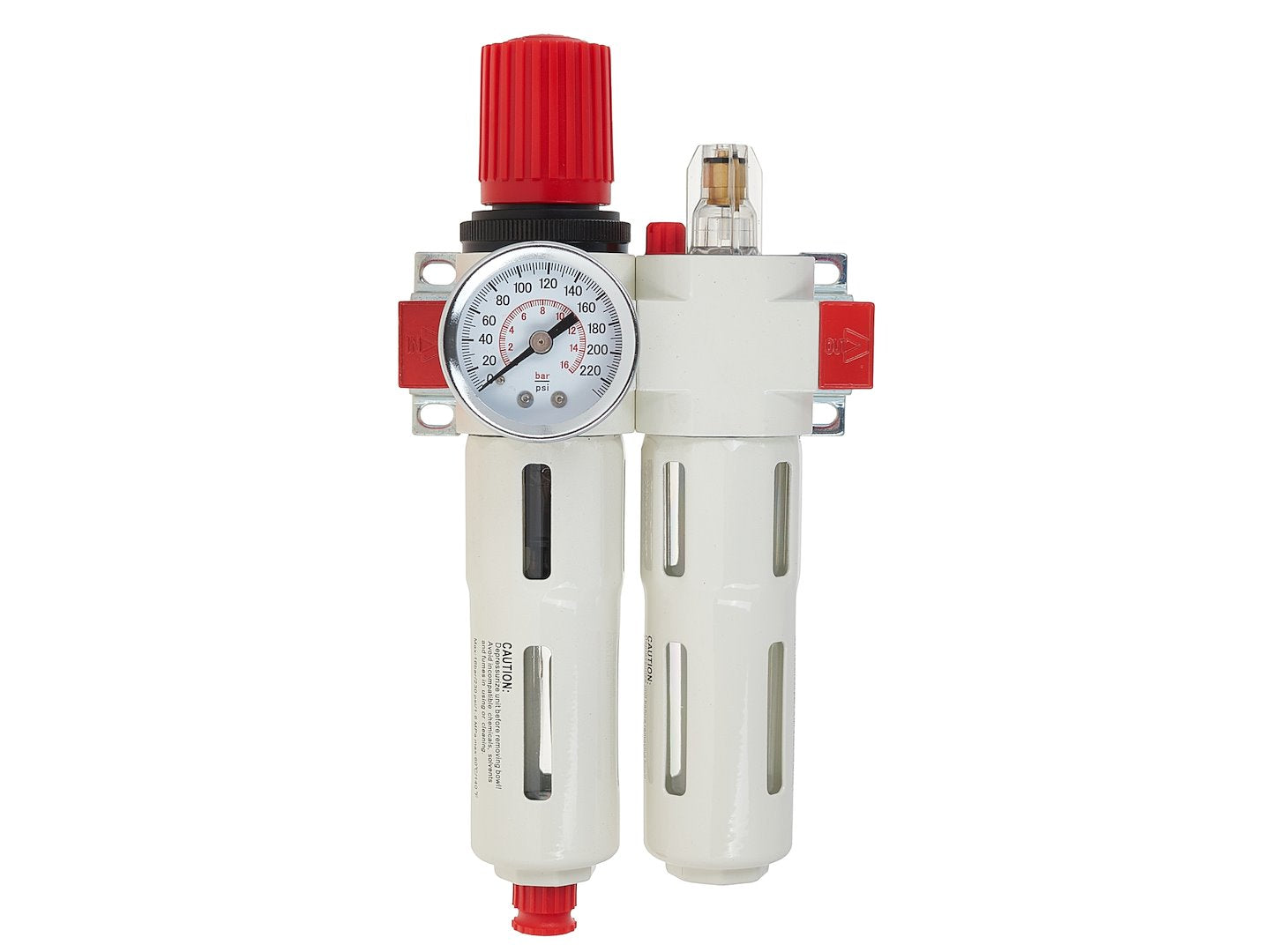 Bloc de preparare a aerului 1 / 4" cu filtru, separator de apa si lubrifiant, Tvardy T20023