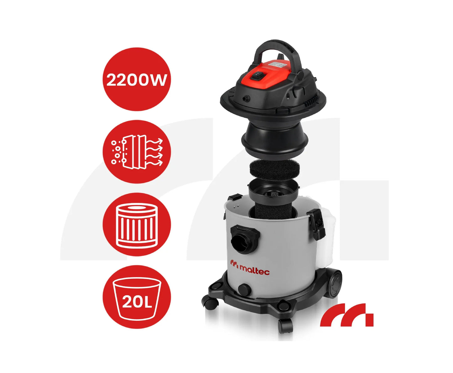 Aspirator pentru tapiterie si covoare MasterWash2200 4 in 1, duza ingusta, 2200 W, MalTec 112707