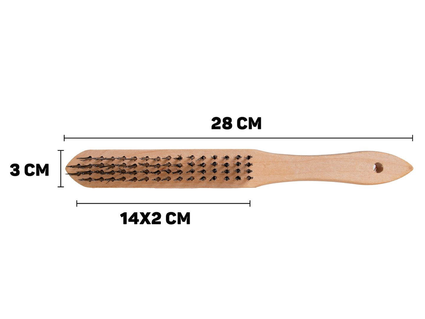 Perie de sarma pentru indepartarea ruginii, maner din lemn, 4 randuri de peri de sarma, Geko G00734
