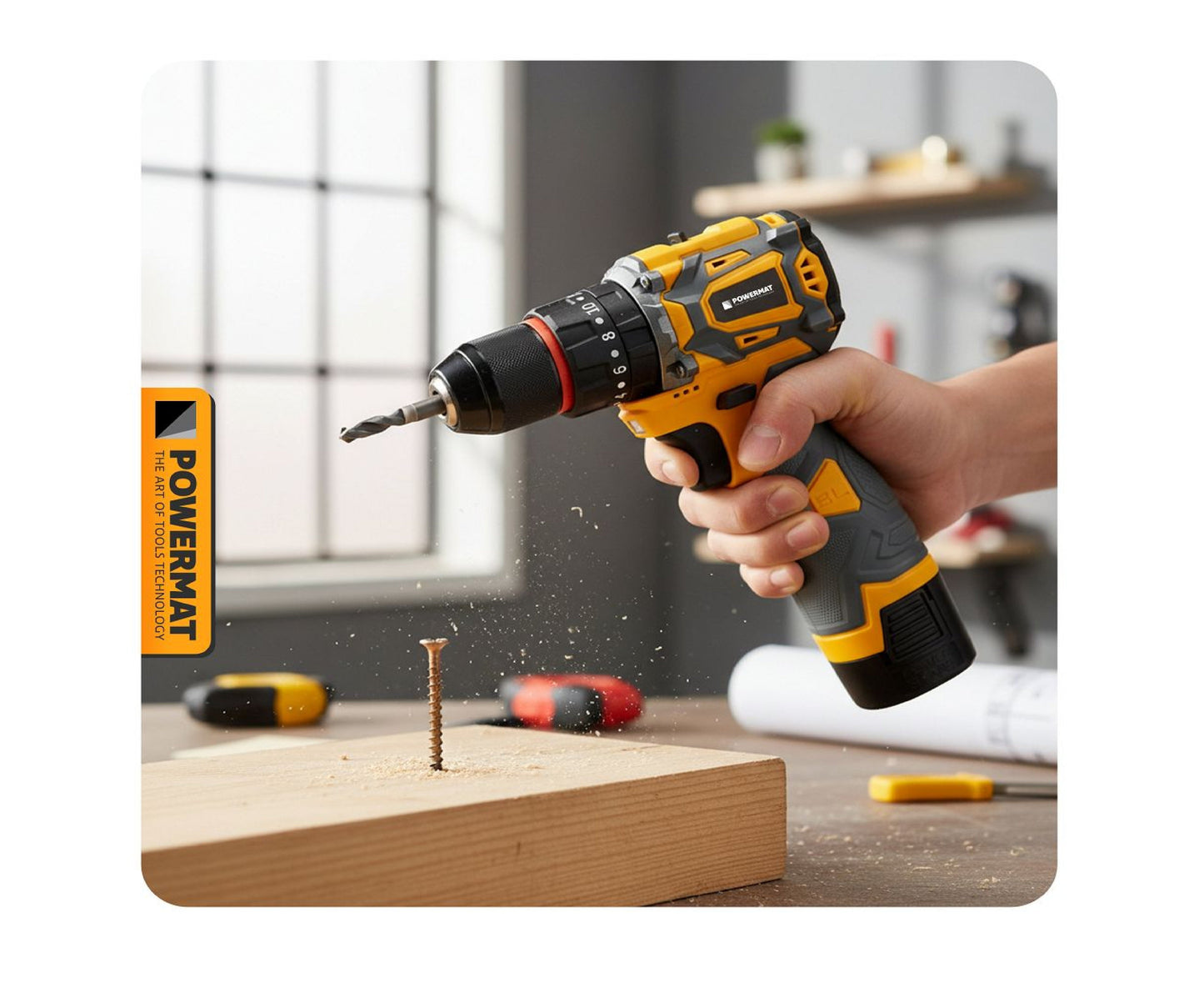 Masina de gaurit si insurubat cu acumulator PM-WA-16.8V-1.5M, Powermat PM1412