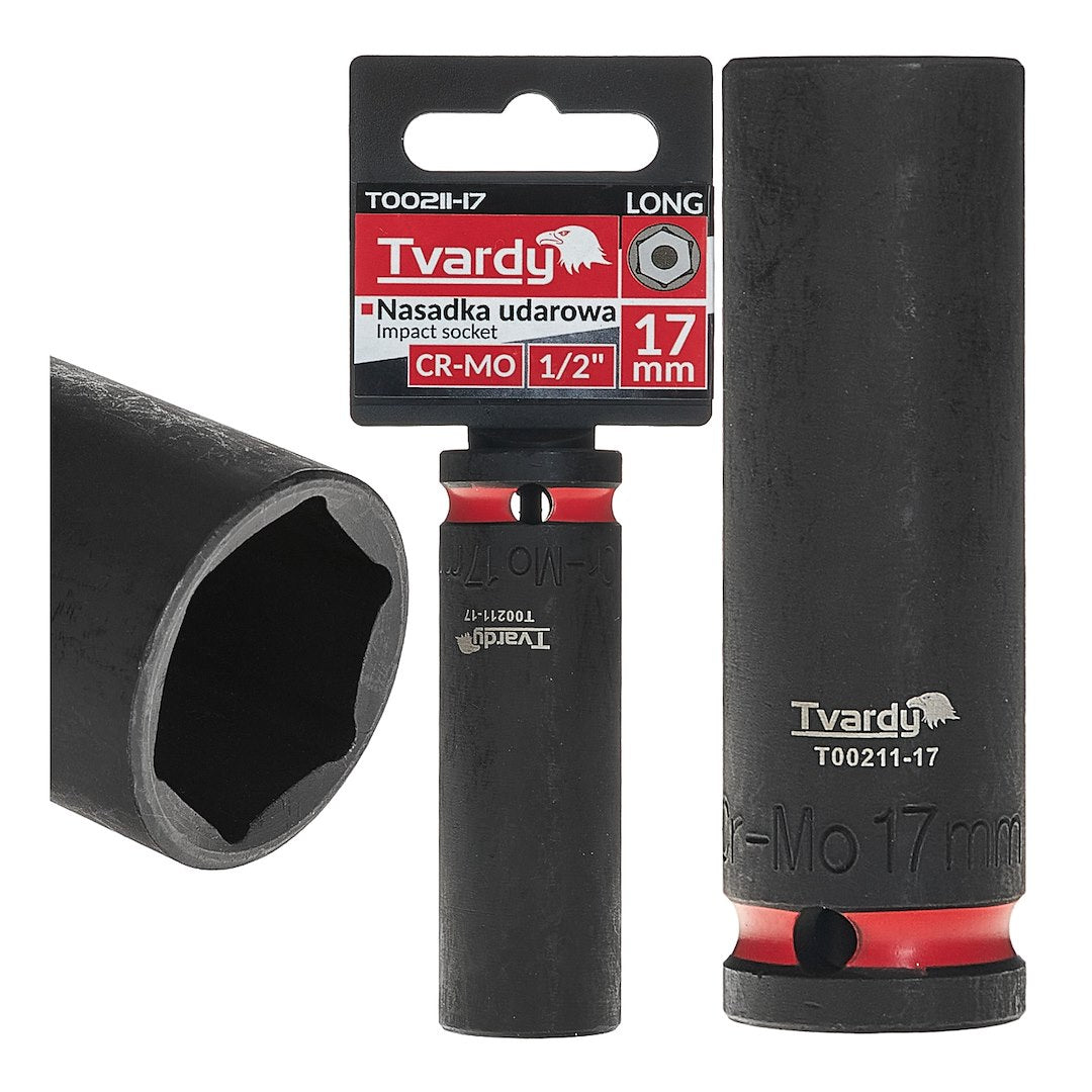 Cheie tubulara de impact in 6 puncte 1 / 2", 17 mm, Cr-Mo, Tvardy T00211-17