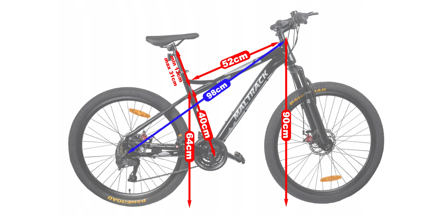 Bicicleta MTB26 Black / Light Gray, 21 viteze, cadru 15", roti 26", MalTrack 110983