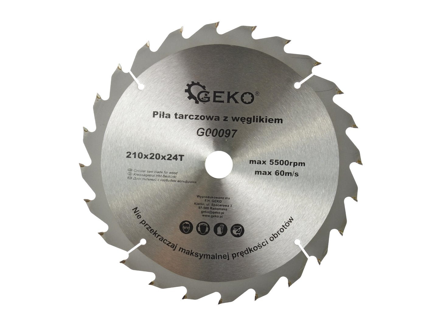 Disc circular pentru lemn, 210 x 20 x 24 T, Geko G00097